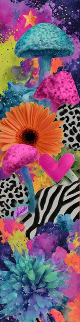 Free colorful bookmark featuring an imaginative floral mushroom design